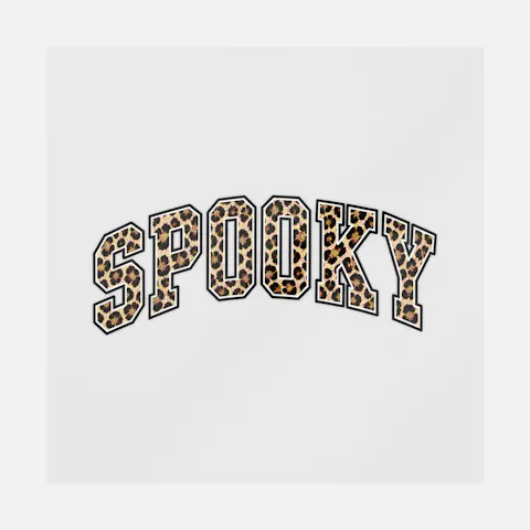 Halloween Spooky Leopard Print Varsity Letters Ready-to-Press DTF Transfer