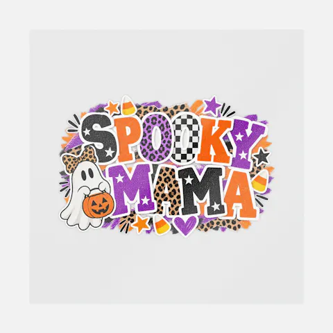 Halloween Spooky Mama Scrapbook Collage Ready-to-Press DTF Transfer