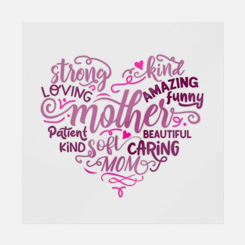 Heart Mother Words - Ninja Transfers