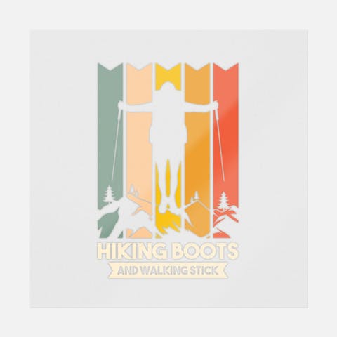 Hiking Boots And Walking Stick - Ninja Transfers