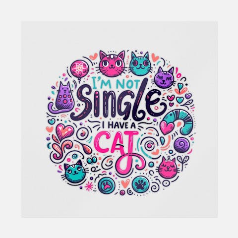 I'm Not Single I have A Cat - Ninja Transfers