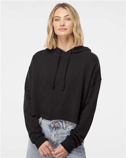 Independent Trading Co. AFX64CRP Women’s Lightweight Crop Hooded Sweatshirt - Ninja Transfers