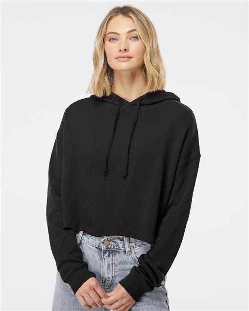 Independent Trading Co. AFX64CRP Women’s Lightweight Crop Hooded Sweatshirt - Ninja Transfers