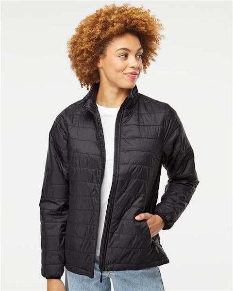 Independent Trading Co. EXP200PFZ Women's Puffer Jacket - Ninja Transfers