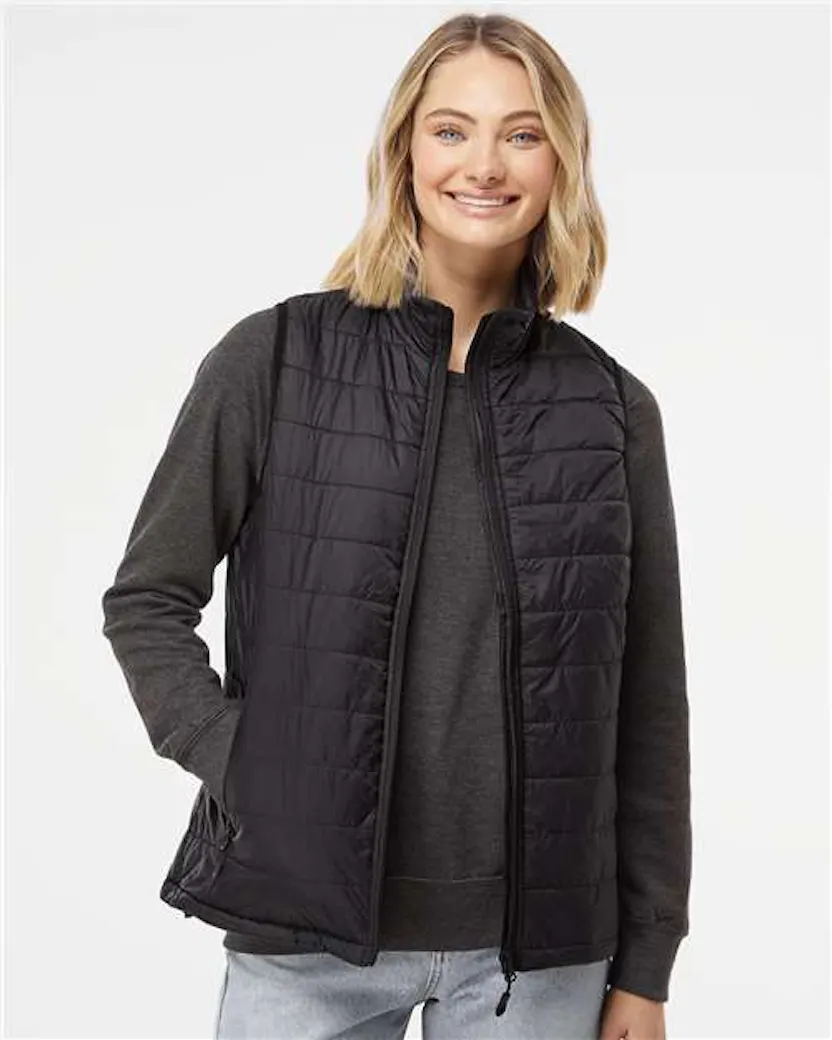 Independent Trading Co. EXP220PFV Women's Puffer Vest - Ninja Transfers