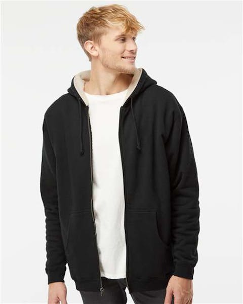 Independent Trading Co. EXP40SHZ Sherpa - Lined Full - Zip Hooded Sweatshirt - Ninja Transfers