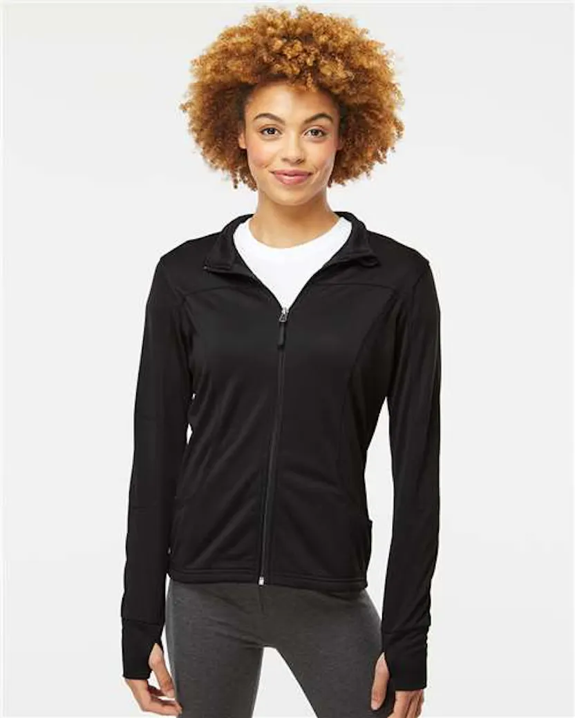 Independent Trading Co. EXP60PAZ Women's Poly - Tech Full - Zip Track Jacket - Ninja Transfers