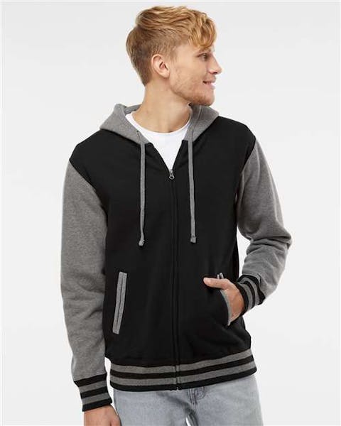 Independent Trading Co. IND45UVZ Heavyweight Varsity Full - Zip Hooded Sweatshirt - Ninja Transfers