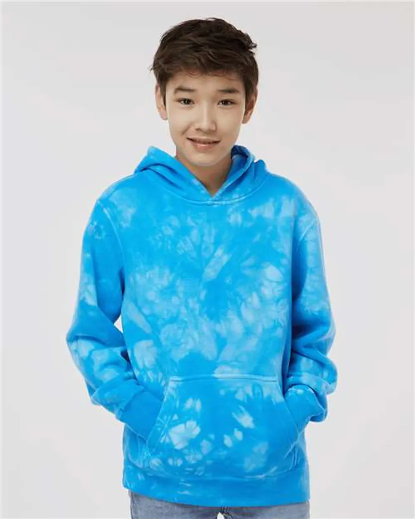 Independent Trading Co. PRM1500TD Youth Midweight Tie - Dyed Hooded Sweatshirt - Ninja Transfers