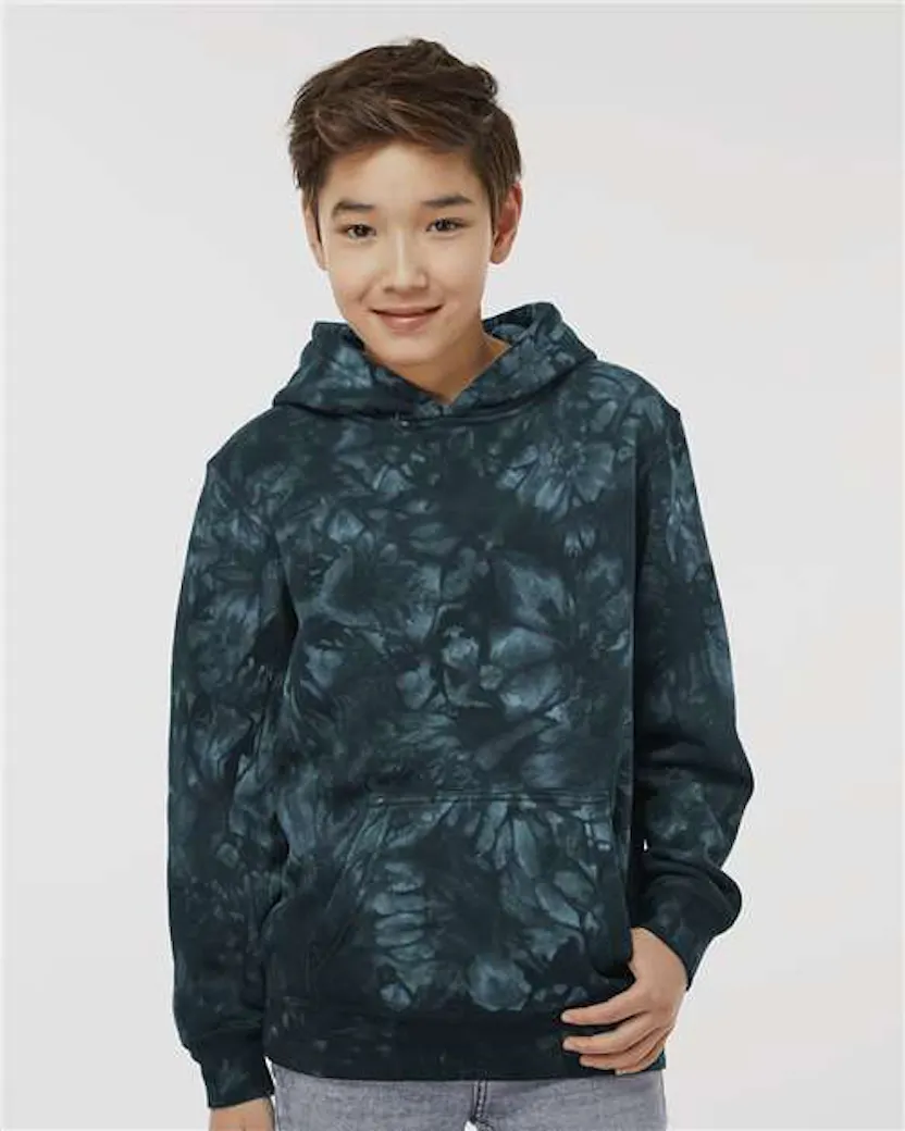 Independent Trading Co. PRM1500TD Youth Midweight Tie - Dyed Hooded Sweatshirt - Ninja Transfers