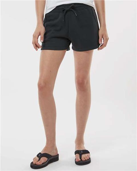 Independent Trading Co. PRM20SRT Women’s Lightweight California Wave Wash Fleece Shorts - Ninja Transfers