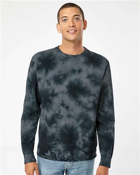 Independent Trading Co. PRM3500TD Midweight Tie - Dyed Crewneck Sweatshirt - Ninja Transfers
