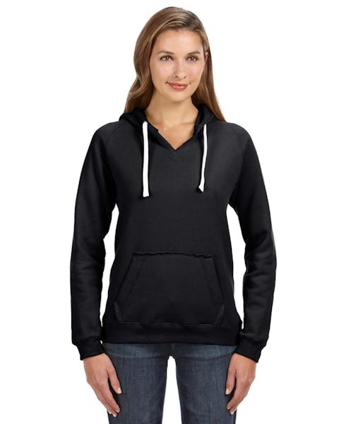 J America JA8836 Ladies' Sydney Brushed V-Neck Hooded Sweatshirt