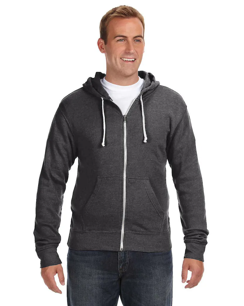 J America JA8872 Adult Triblend Full-Zip Fleece Hooded Sweatshirt