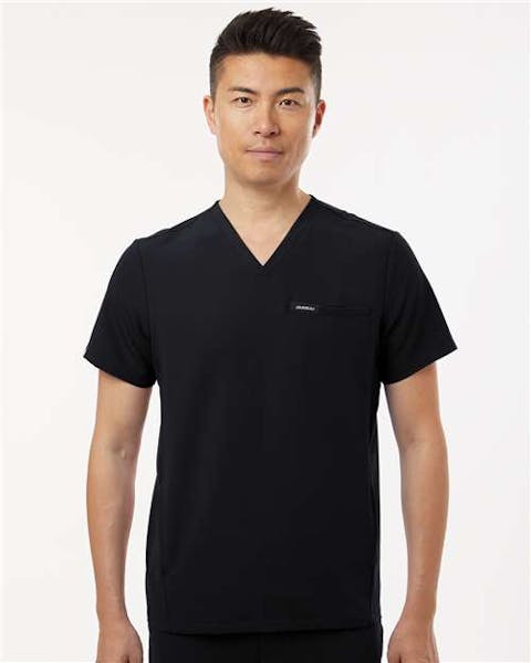 Jaanuu M10002 Platt 3 - Pocket Scrub V - Neck Top - Ninja Transfers