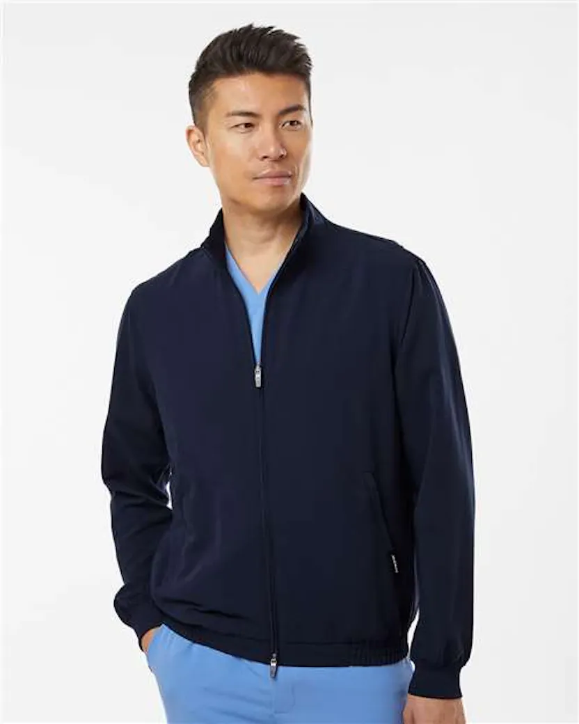 Jaanuu M60001 Wolfe Everyday Full - Zip 6 - Pocket Scrub Jacket - Ninja Transfers