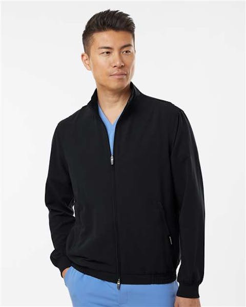 Jaanuu M60001 Wolfe Everyday Full - Zip 6 - Pocket Scrub Jacket - Ninja Transfers