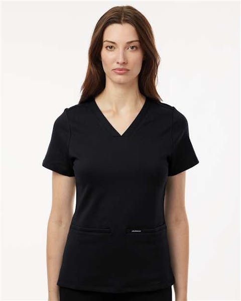 Jaanuu W30003 Women's Cesi Ultrasoft Scrub V - Neck Top - Ninja Transfers