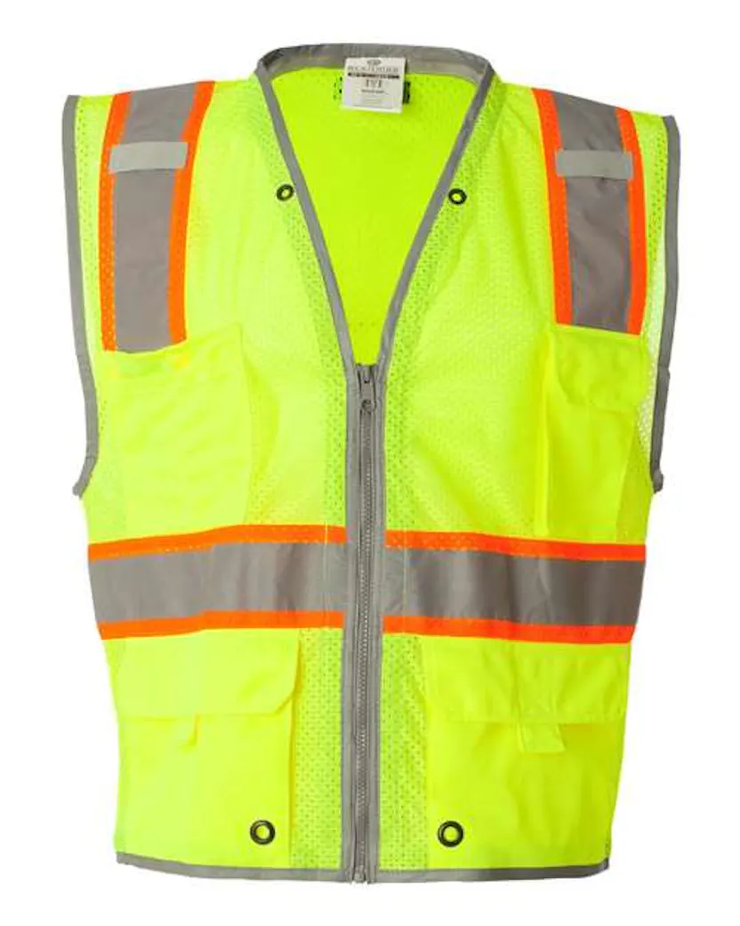 Kishigo 1510 - 1511 Premium Brilliant Series Heavy - Duty Class 2 Vest - Ninja Transfers