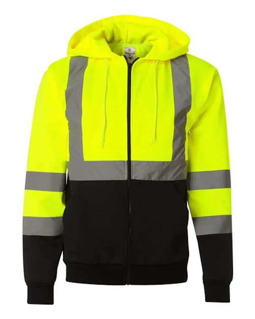 Kishigo JS102 - 103 Hi - Vis Full - Zip Hooded Sweatshirt - Ninja Transfers