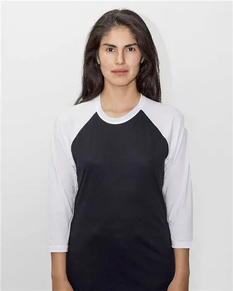 Los Angeles Apparel FF53 USA - Made Three Quarter Sleeve Raglan Baseball T-Shirt - Ninja Transfers