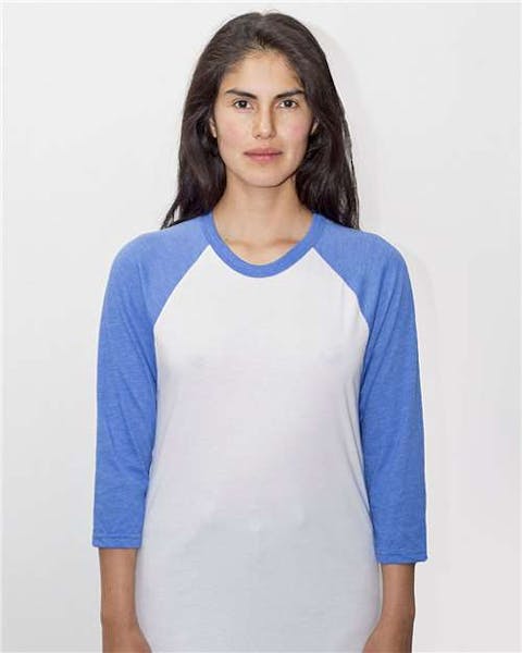 Los Angeles Apparel FF53 USA - Made Three Quarter Sleeve Raglan Baseball T-Shirt - Ninja Transfers