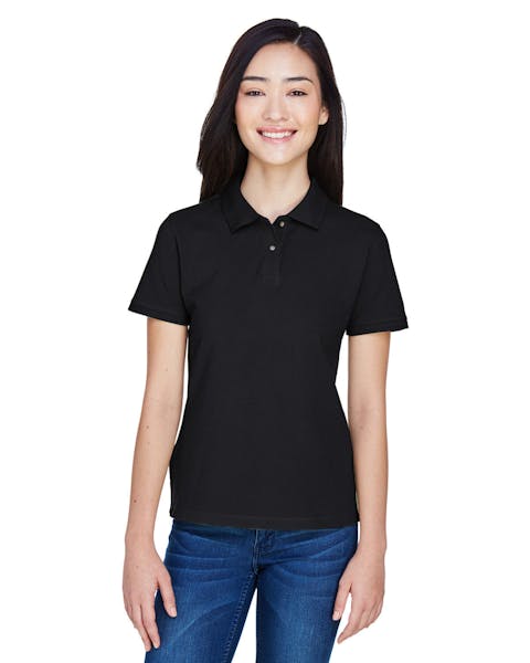Harriton M200W Damas 6 oz. Polo de manga corta de piqué de algodón hilado en anillos
