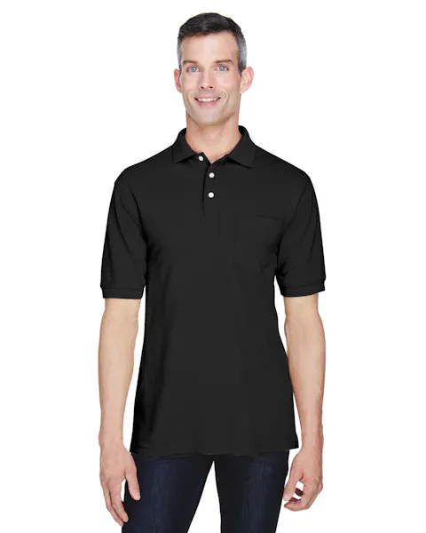 Harriton M265P Hombres 5.6 oz. Polo Easy Blend con bolsillo