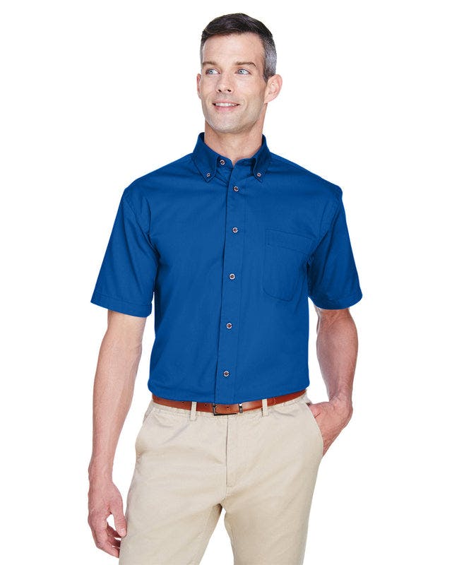 Harriton M500S Men's Easy Blend Short-Sleeve Twill Shirt withStain-Release