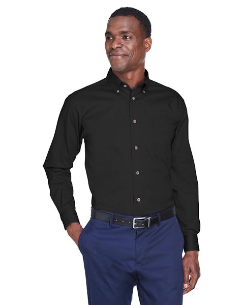 Harriton M500T - Camisa de sarga de manga larga para hombre, fácil de mezclar, con liberación de manchas