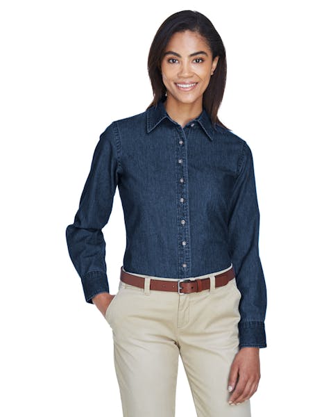 Harriton M550W Ladies' 6.5 oz. Long-Sleeve Denim Shirt