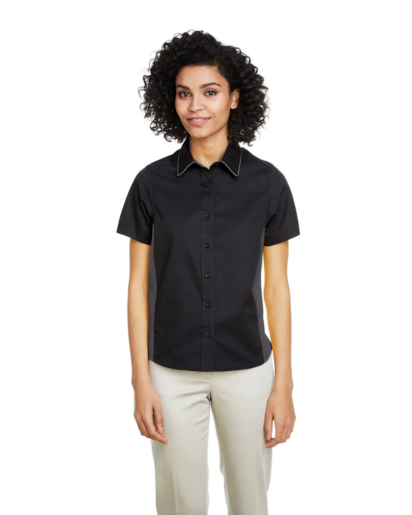 Harriton M586W Ladies' Flash IL Colorblock Short Sleeve Shirt