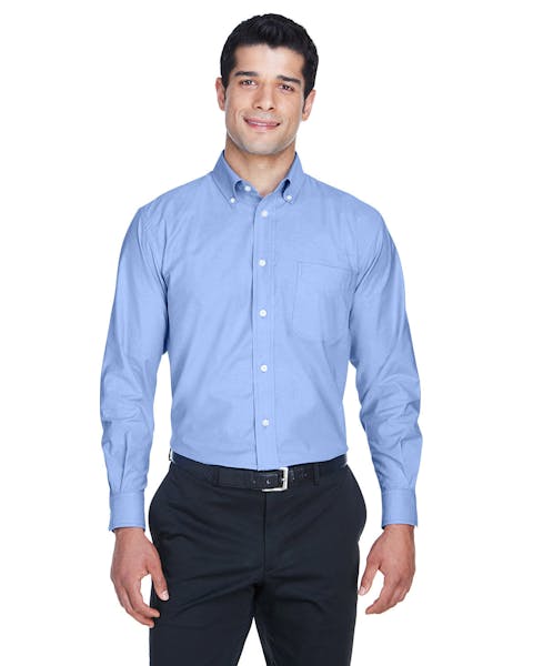 Harriton M600 Oxford de manga larga para hombre con antimanchas