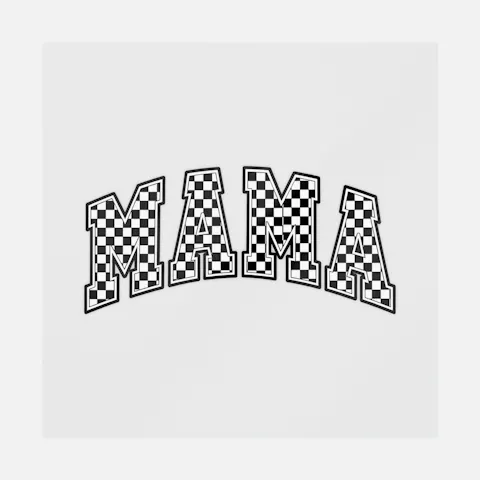 Mama Checkerboard Varsity Letters Ready-to-Press DTF Transfer