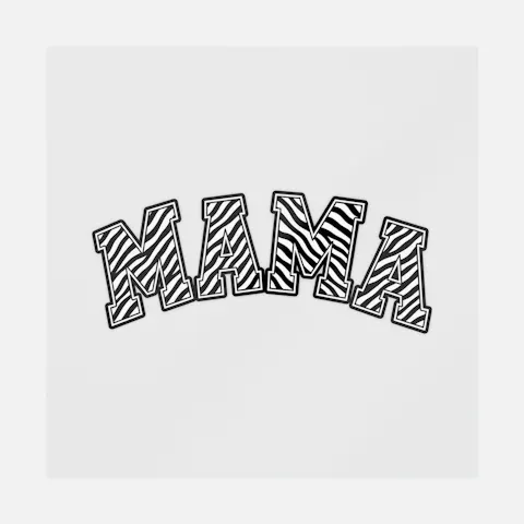 Mama Zebra Print Varsity Letters Ready-to-Press DTF Transfer
