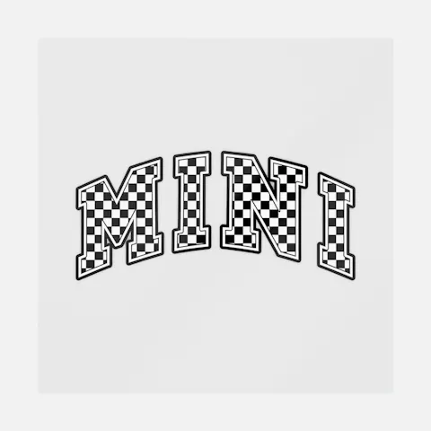 Mini Checkerboard Varsity Letters Ready-to-Press DTF Transfer