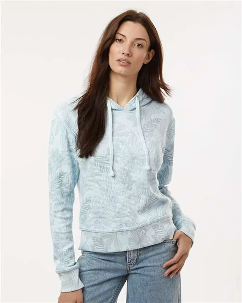 MV Sport W24105 Women's Maddie Floral Print Hooded Sweatshirt - Ninja Transfers
