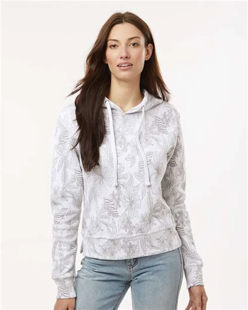 MV Sport W24105 Women's Maddie Floral Print Hooded Sweatshirt - Ninja Transfers