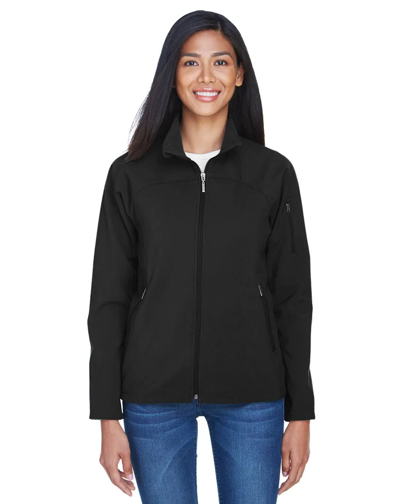 North End 78034 Ladies' Three - Layer Fleece Bonded Performance Soft Shell Jacket - Ninja Transfers