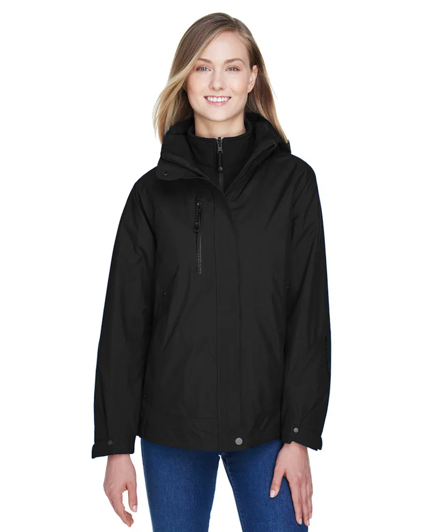 North End 78178 Ladies' Caprice 3 - in - 1 Jacket with Soft Shell Liner - Ninja Transfers