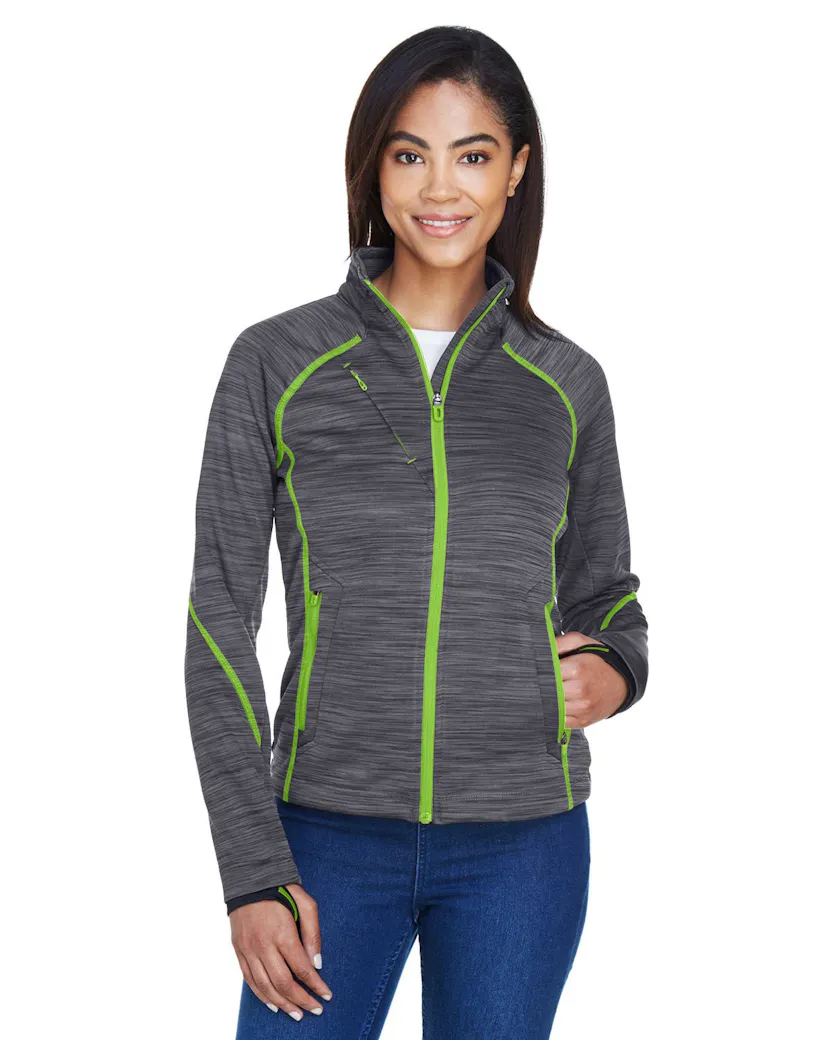 North End 78697 Ladies' Flux Mlange Bonded Fleece Jacket - Ninja Transfers