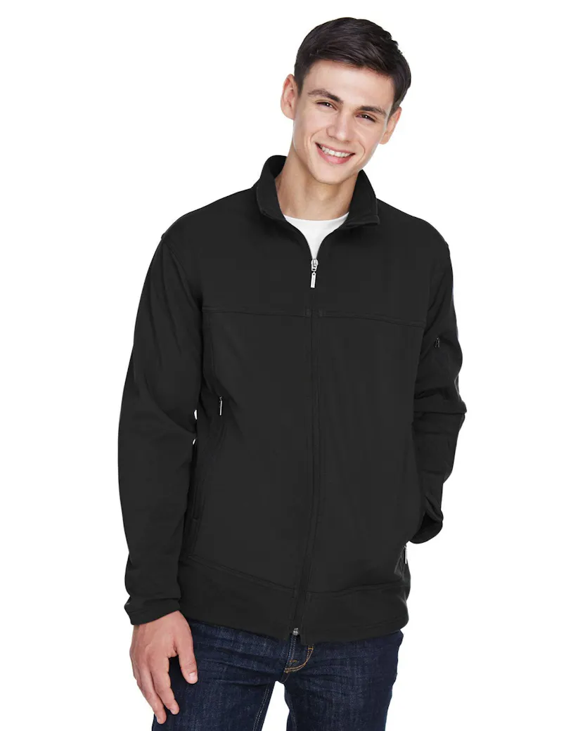 North End 88099 Men's Three - Layer Fleece Bonded Performance Soft Shell Jacket - Ninja Transfers