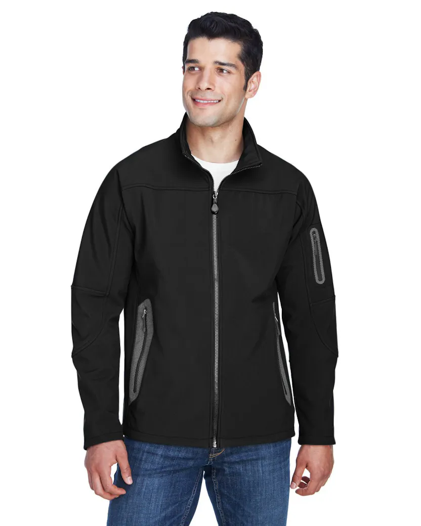North End 88138 Men's Three - Layer Fleece Bonded Soft Shell Technical Jacket - Ninja Transfers