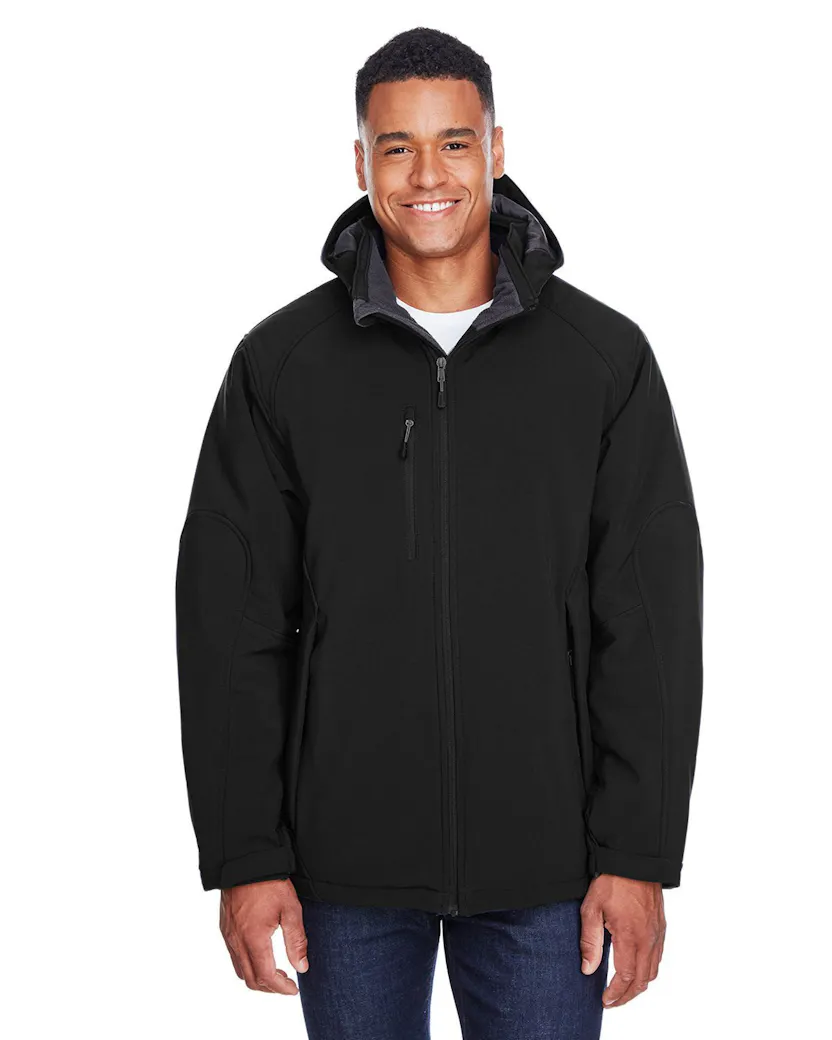 North End 88159 Men's Glacier Insulated Three - Layer Fleece Bonded Soft Shell Jacket with Detachable Hood - Ninja Transfers