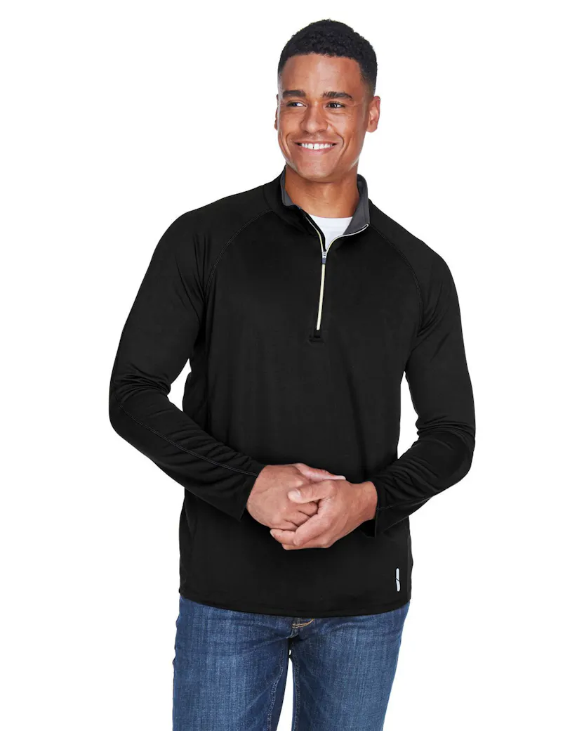 North End 88187 Men's Radar Quarter - Zip Performance Long - Sleeve Top - Ninja Transfers