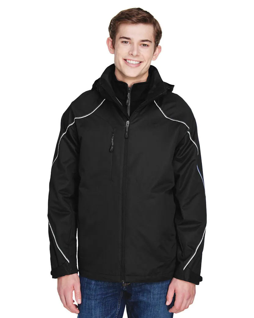 North End 88196 Men's Angle 3 - in - 1 Jacket with Bonded Fleece Liner - Ninja Transfers