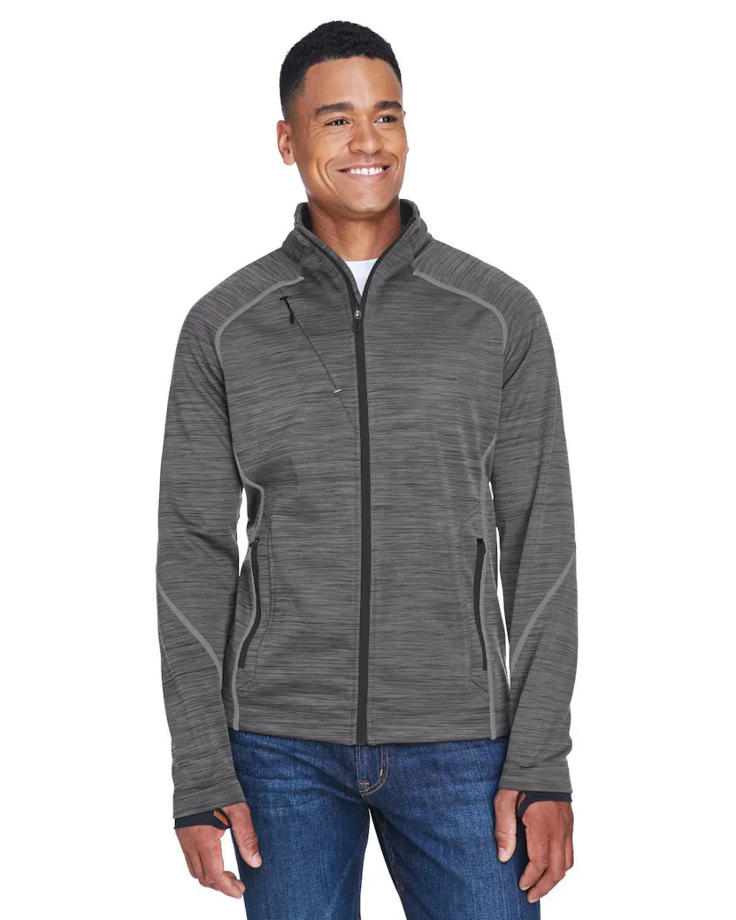 North End 88697 Men's Flux Mlange Bonded Fleece Jacket - Ninja Transfers