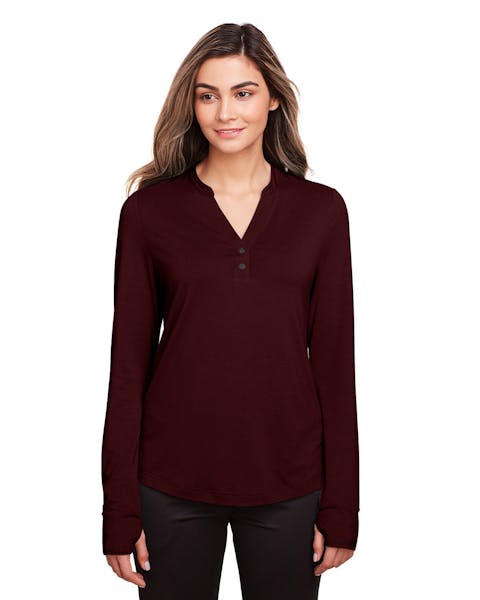 North End NE400W Ladies' Jaq Snap - Up Stretch Performance Pullover - Ninja Transfers