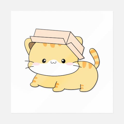 Orange Taddy Cat In The Box - Ninja Transfers