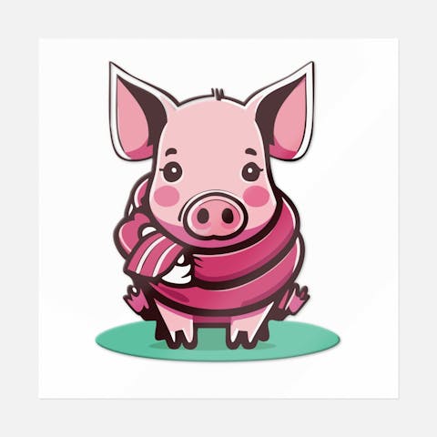 Pig With Scarf - Ninja Transfers